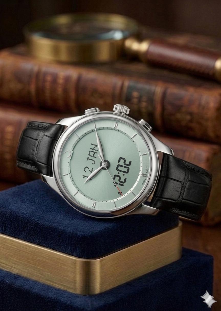 ALFAJR PREMIER 360  SILVER IN BLACK STRAP